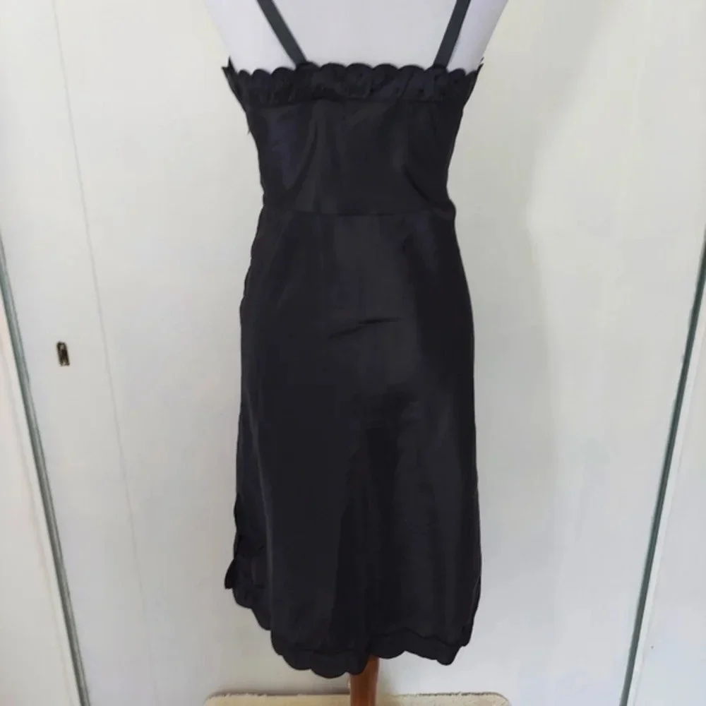 Vintage Black Barbizon Candie Tafredda Scalloped Edges Sexy Unique‎ Slip Dress - Picture 6 of 16